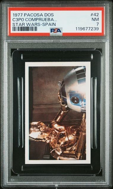 1977 PACOSA STAR WARS STICKER SPAIN C3PO AND R2-D2 #42 PSA 7, POP 3, NONE HIGHER