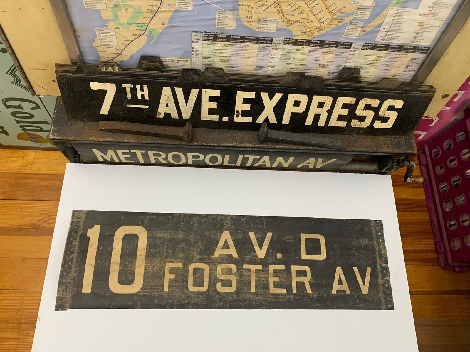 NY NYC BUS TROLLEY ROLL SIGN BROOKLYN AVENUE D FOSTER AVENUE VANDERVEER NEWKIRK