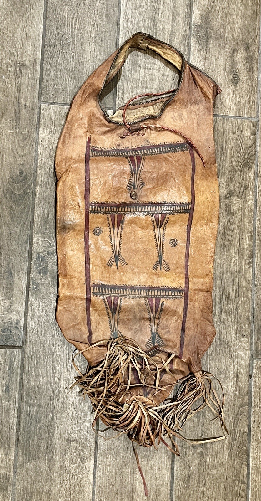 Vintage African Tribal Tuareg Fringed Leather Camel Storage Saddle Bag