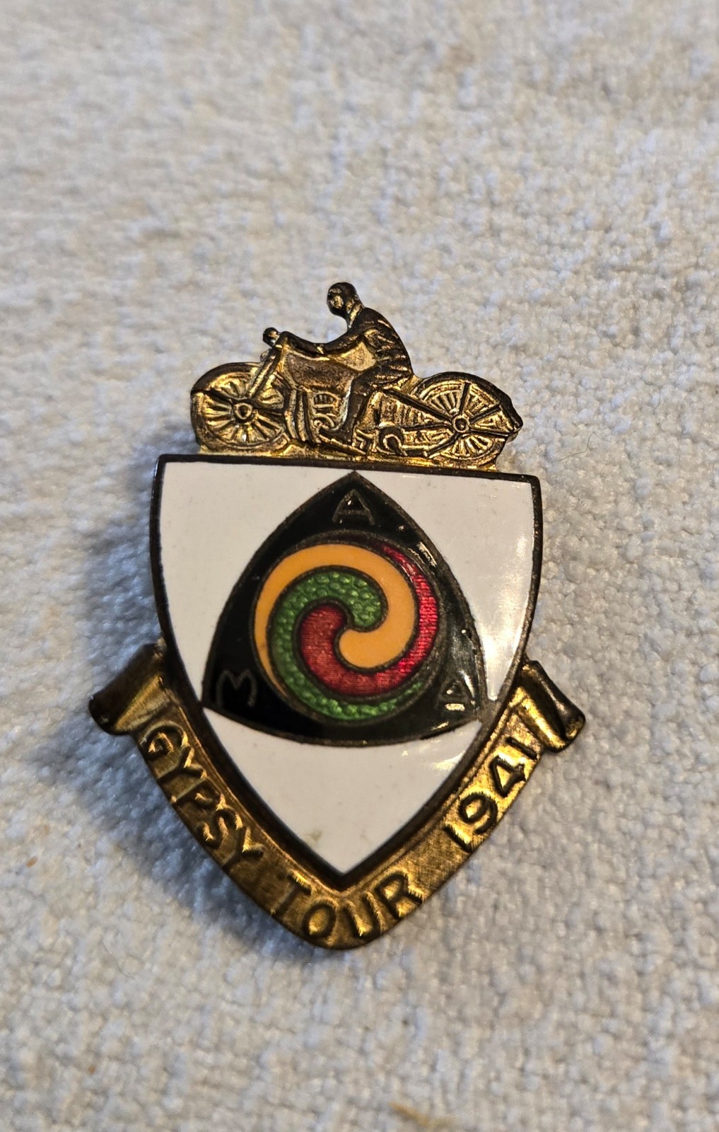 Vintage 1941 GYPSY TOUR AMA Motorcycle Enameled Pin / Badge