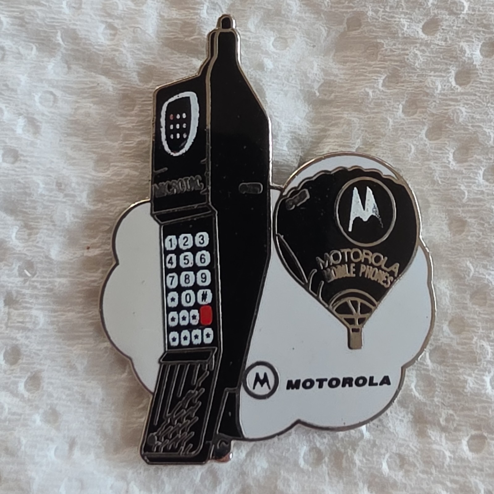 Vintage Motorola Mobile Phones Enamel Pin Badge 1990s MicroTAC Balloon Rare