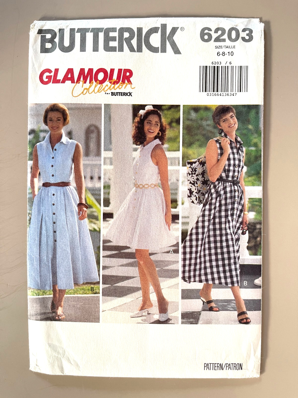 1990's Butterick Misses' Dress Pattern 6203 Size 6-10 UNCUT