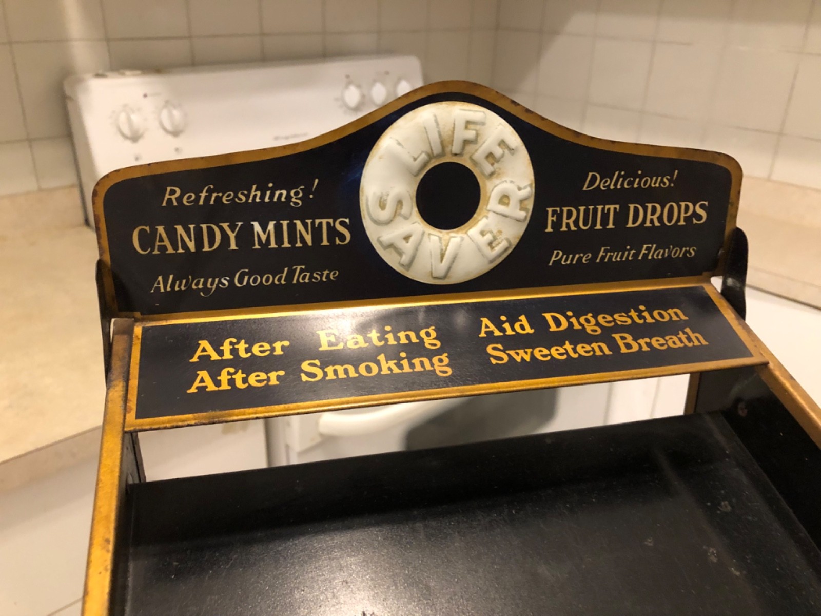 VINTAGE RARE c1920 “LIFESAVERS” CANDY MINTS & FRUIT DROPS METAL DISPLAY RACK