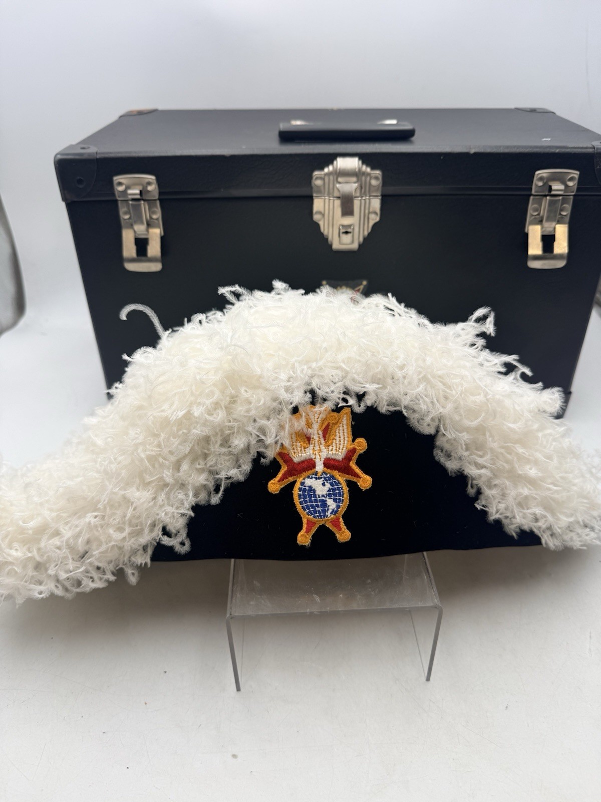 Vtg Knights of Columbus 4th Degree Chapeau Hat w/ Case English Co. MINT Size 7.5