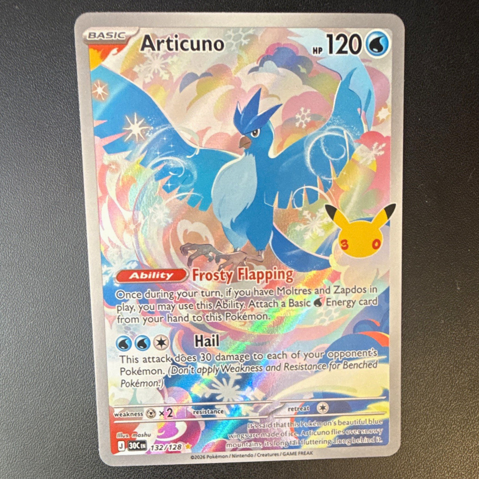 Pokemon TCG Crown Zenith Articuno 132/128 Secret Rare Full Art Holo English.