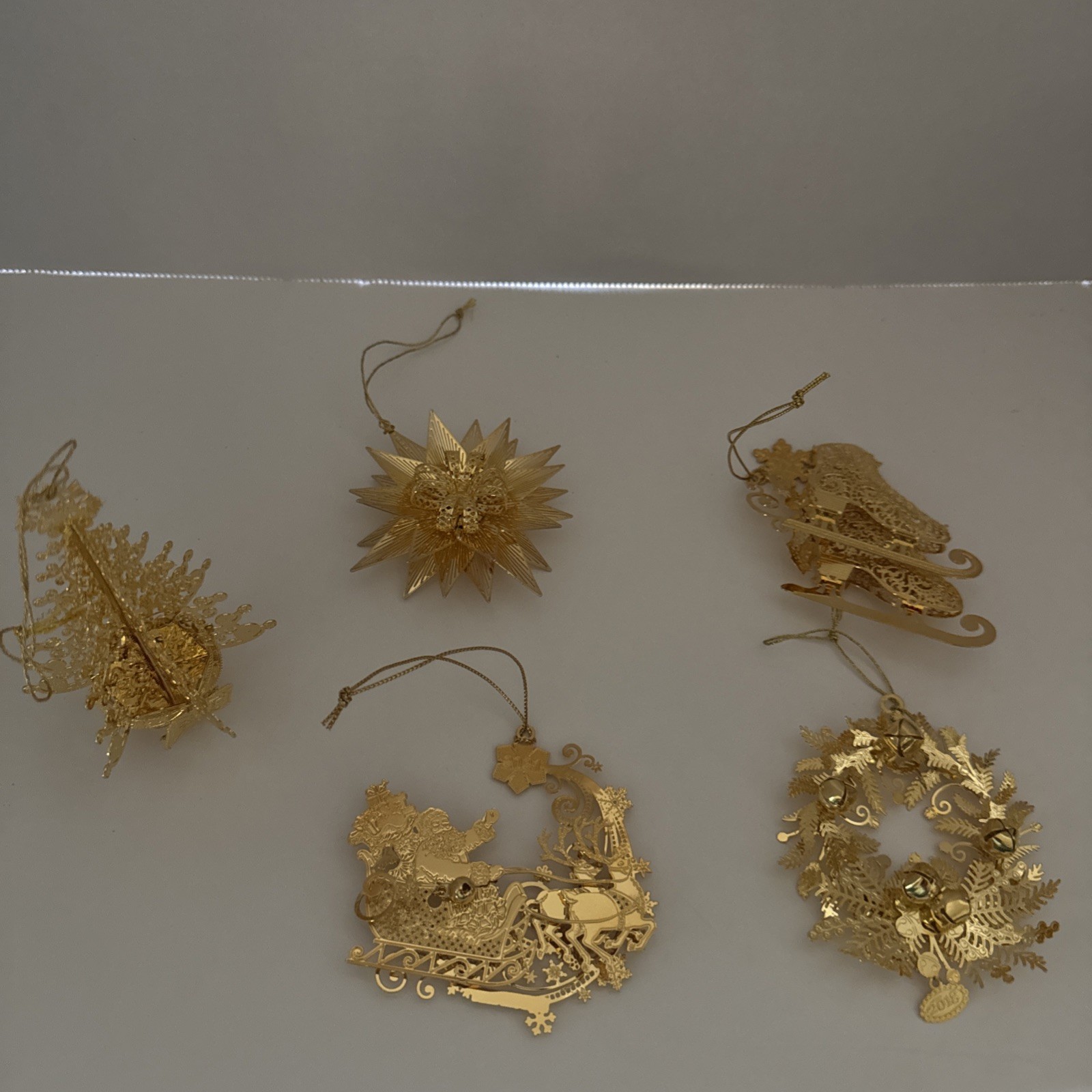 Danbury Mint Annual Gold Christmas Ornaments 2003, 2007, 2018, 2020, 2021 Danbury Mint Annual Gold Christmas Ornaments 2003, 2007, 2018, 2020, 2021