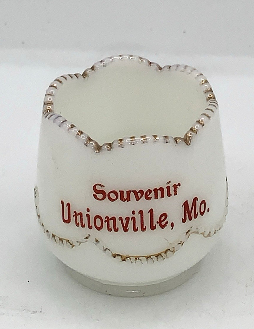 Vintage Unionville Mo Souvenir Toothpick Holder Milk Glass 2 1/4 Vintage Unionville Mo Souvenir Toothpick Holder Milk Glass 2 1/4