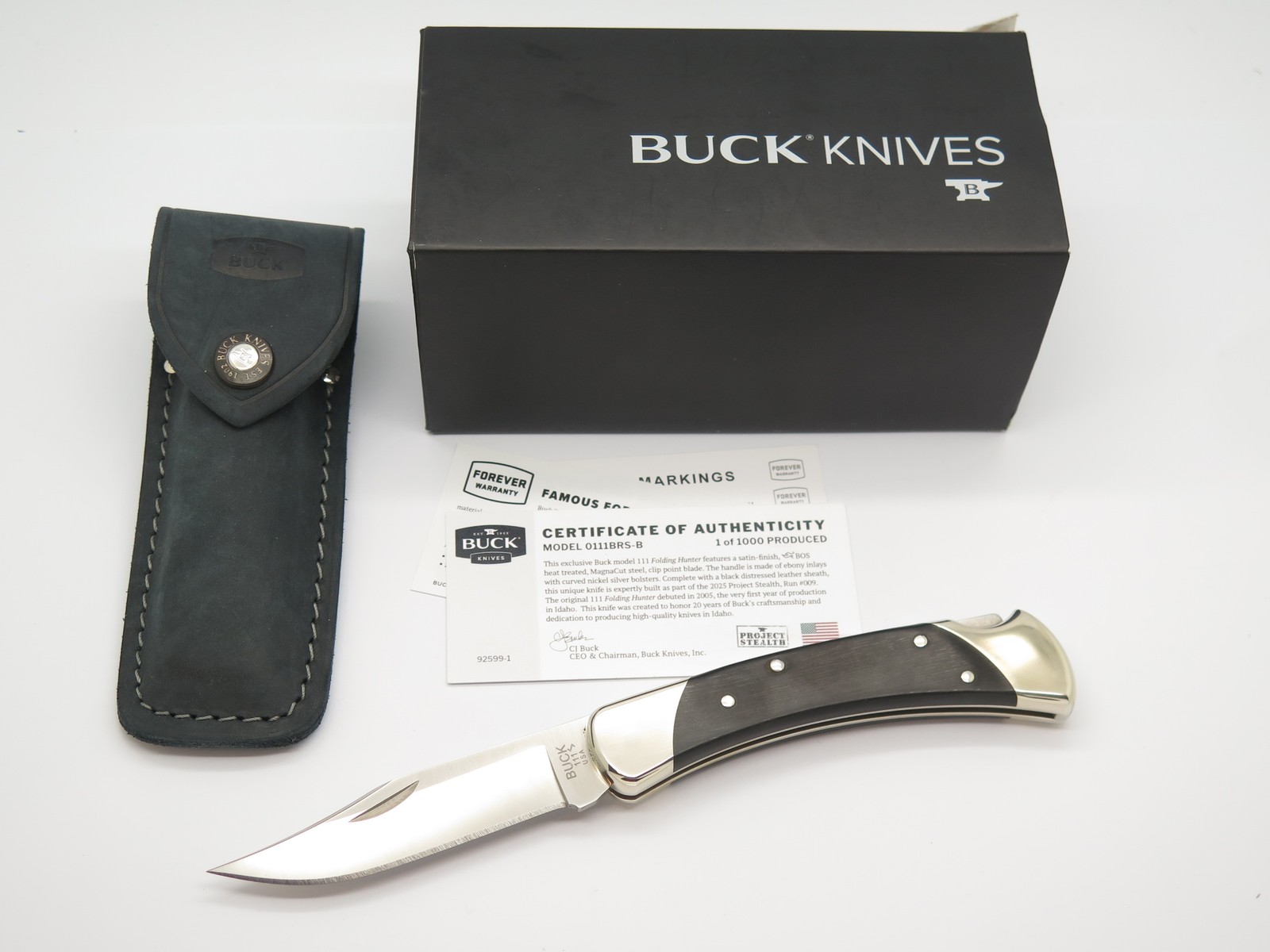 2025 Buck 111 Sealth Run #009 Limited Ebony Handle Magnacut Folding Hunter Knife 2025 Buck 111 Sealth Run #009 Limited Ebony Handle Magnacut Folding Hunter Knife
