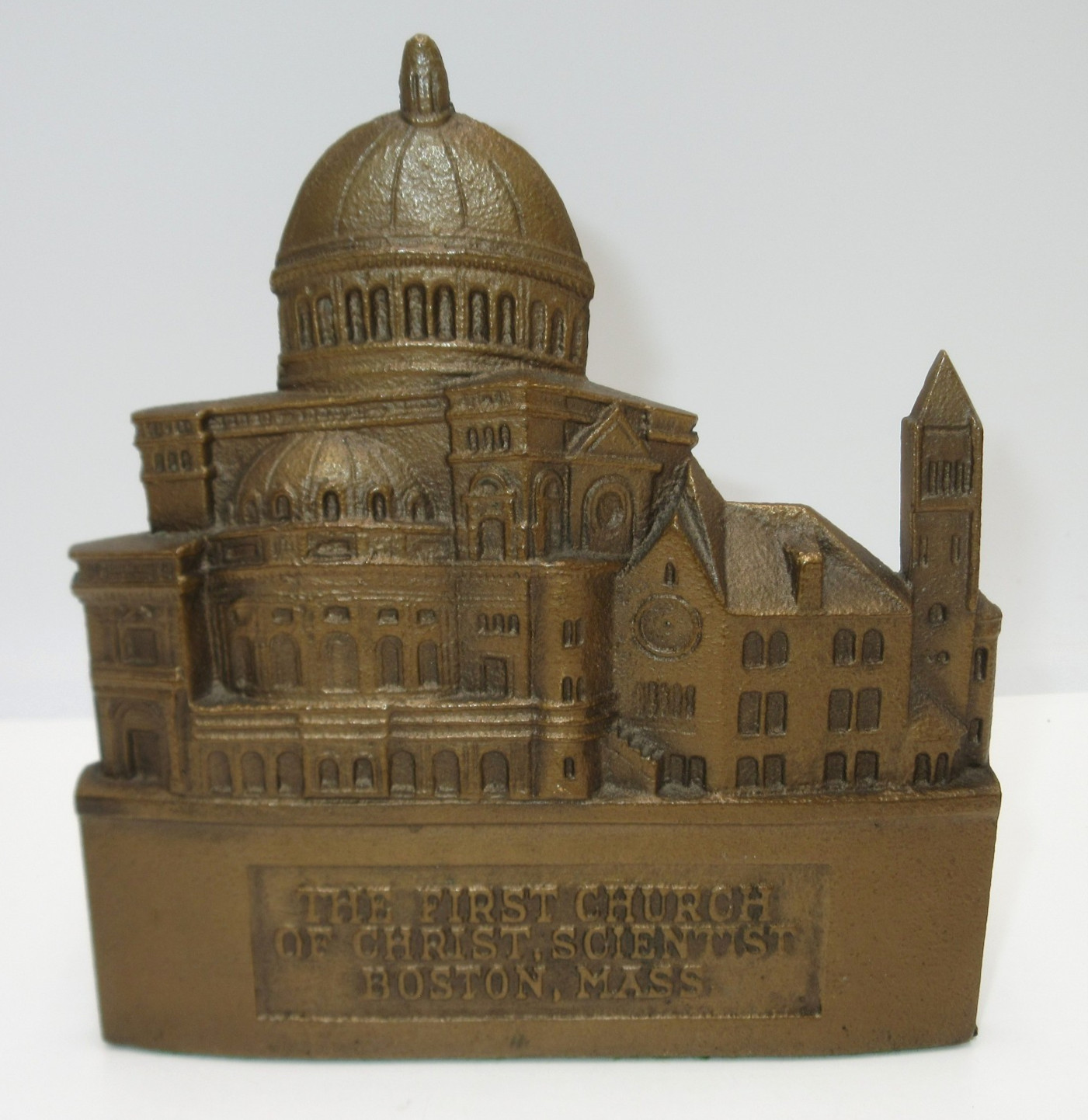 Vtg Boston Mass Mother First Church of Christ Scientist Metal Bookend Doorstop