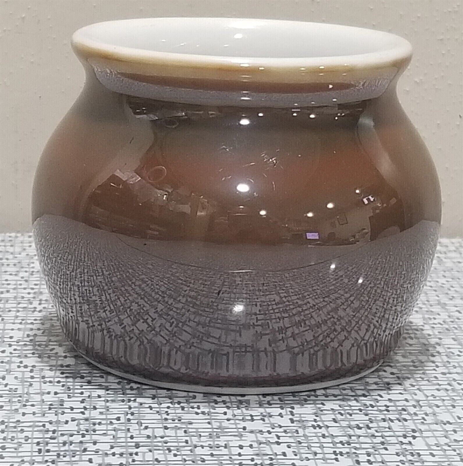 Vtg FRAUNFELTER CHINA Ohio SMALL Brown Lusterware Ceramic Pottery POT Crock #15 