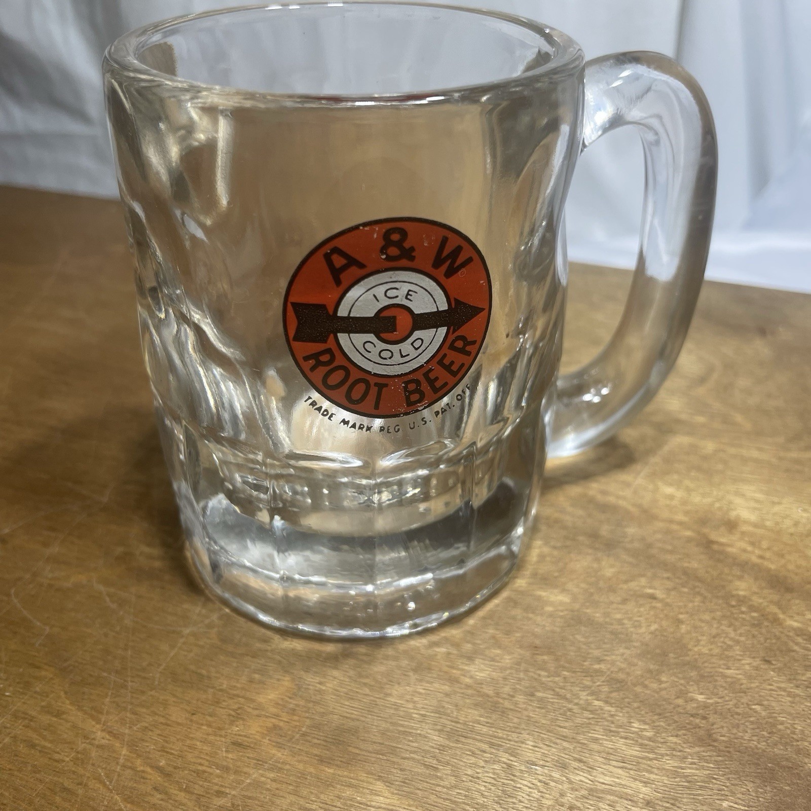 Vintage A&W Glass Root Beer Mug Ice Cold Arrow Bulls Eye Logo  5\