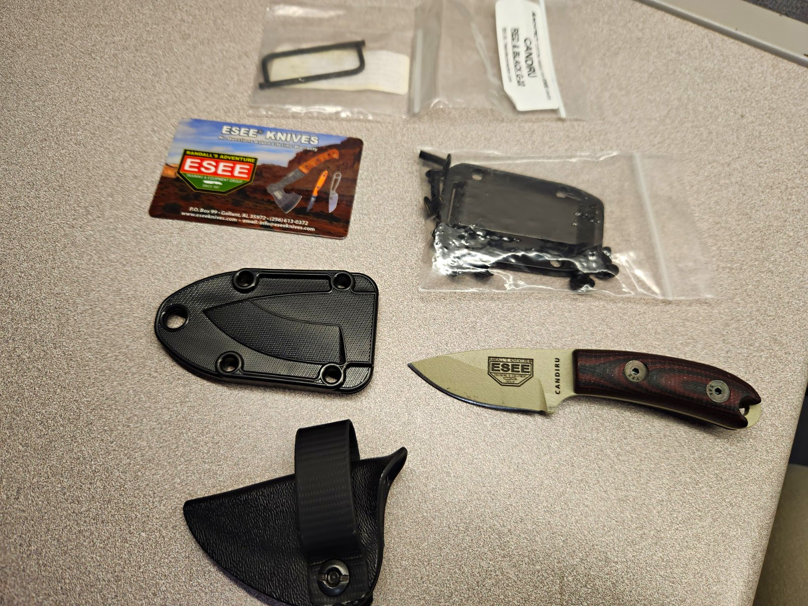 ESEE Candiru Drop Point Carbon Steel Knife, with Handles and Sheath Upgrades ESEE Candiru Drop Point Carbon Steel Knife, with Handles and Sheath Upgrades