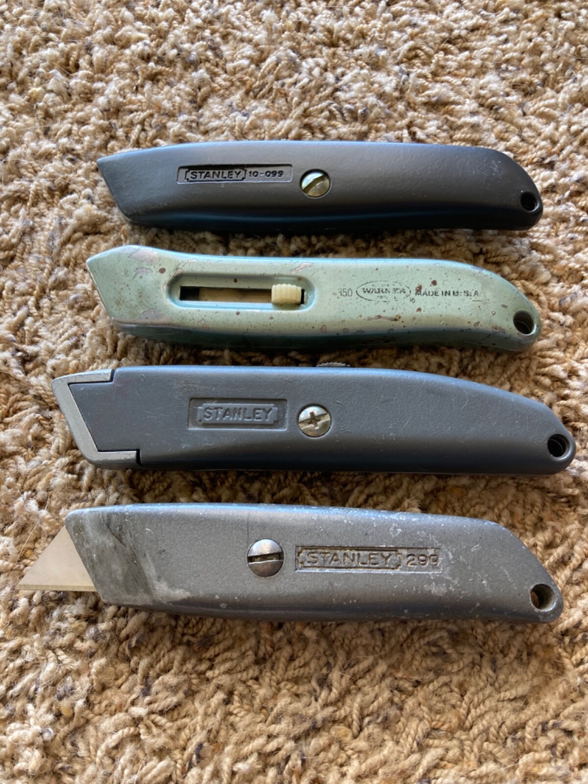4pc Stanley & Warner USA 10-099, 299 Utility Knife Box Cutter - Made in USA