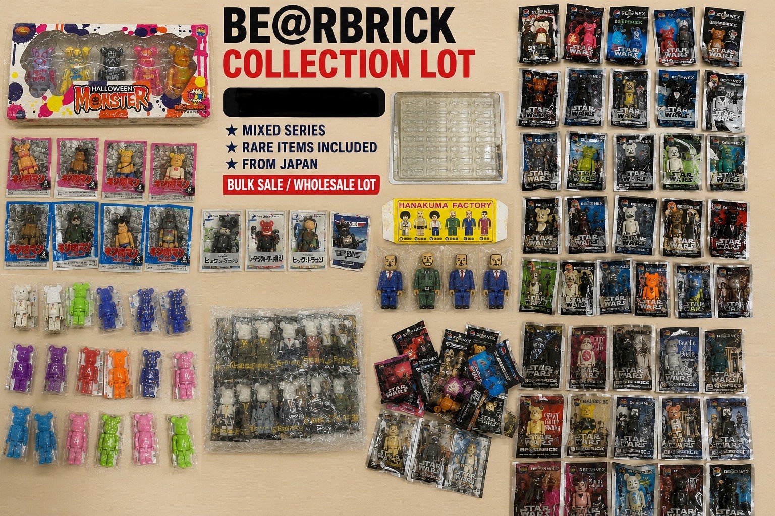 BE@RBRICK Bearbrick Bulk Lot 100+ Figure 50% 70% 100% Unopened Board Set