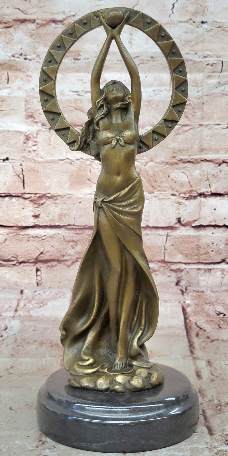 Hot Cast Sexy Maiden Holding A Ball Bronze Sculpture Home Office Decor Gift