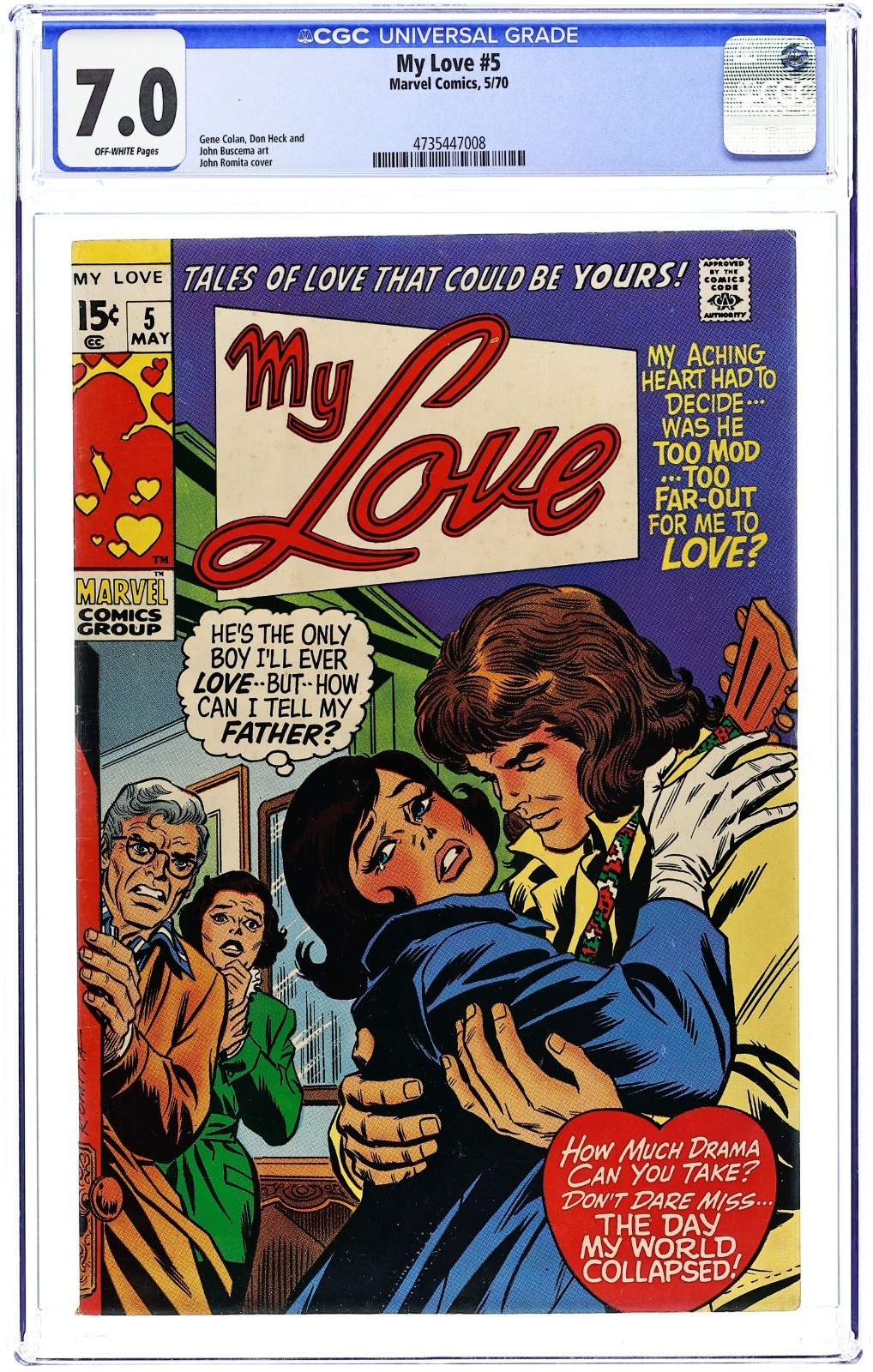 My Love #5 - 1970 - CGC 7.0 - John Romita
