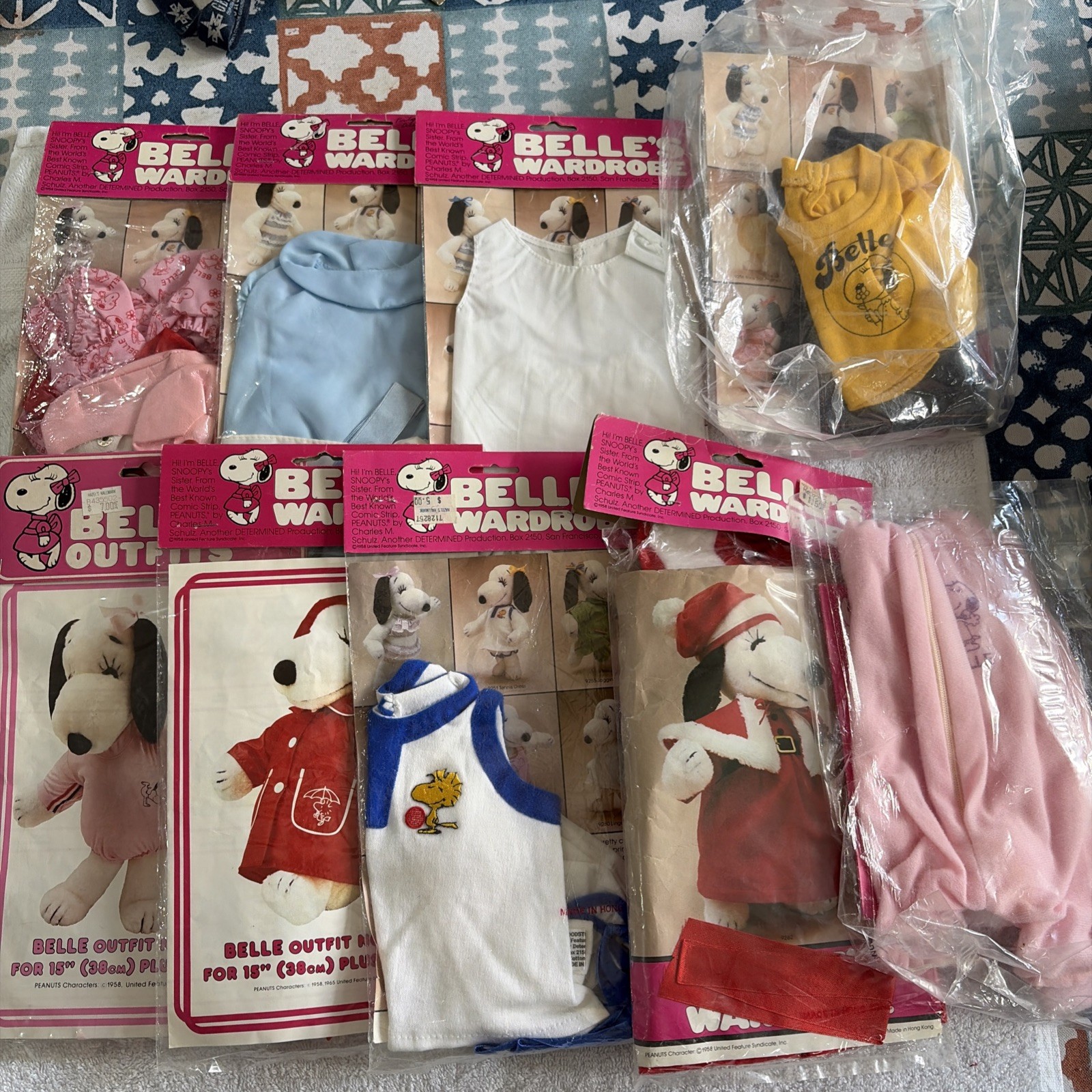 Lot of 9 Vintage Peanuts Snoopy Belles Wardrobe Outfits Plush Clothing