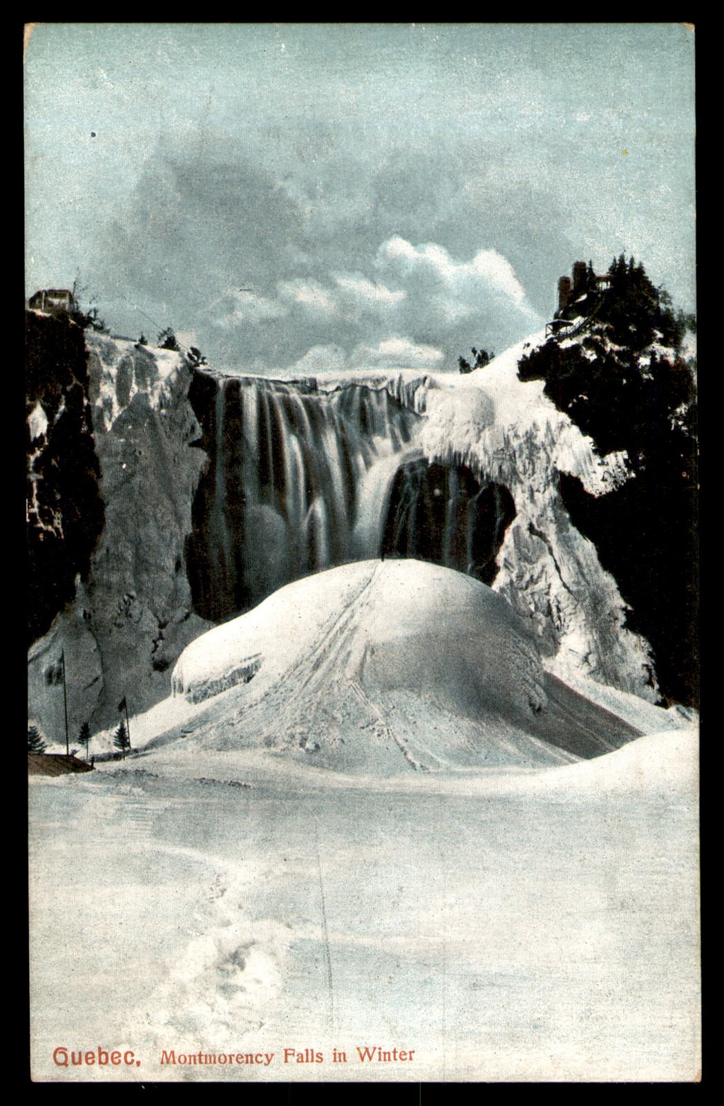 Postcard Quebec Montmorency Winter Waterfall Scene