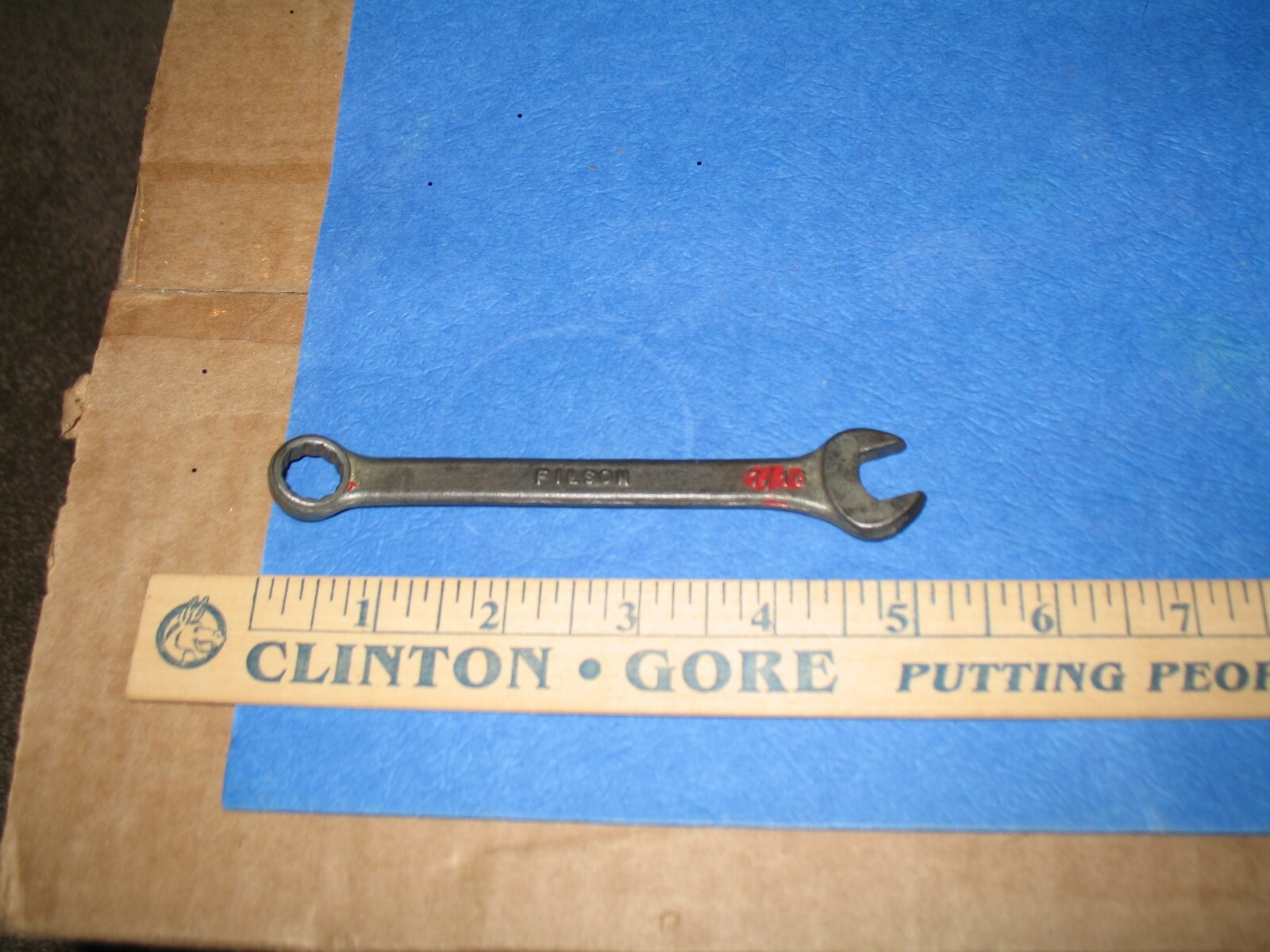VTG FARM AUTO WRENCH FILSON BOX & OPEN-END MECHANIC 7/16