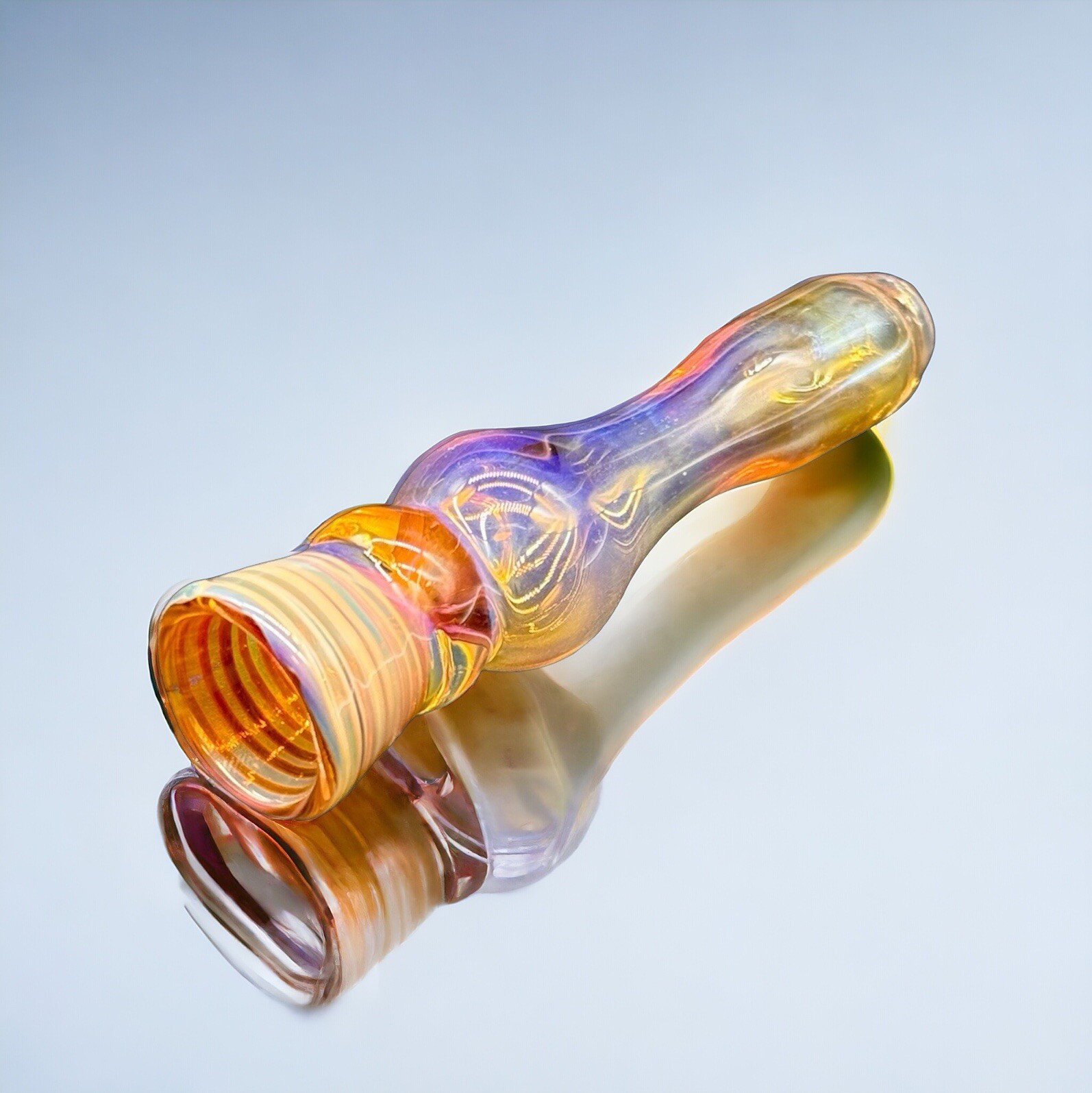 Golden Fumed Thick Chillum Glass Pipes, Clear With Gold Chillums