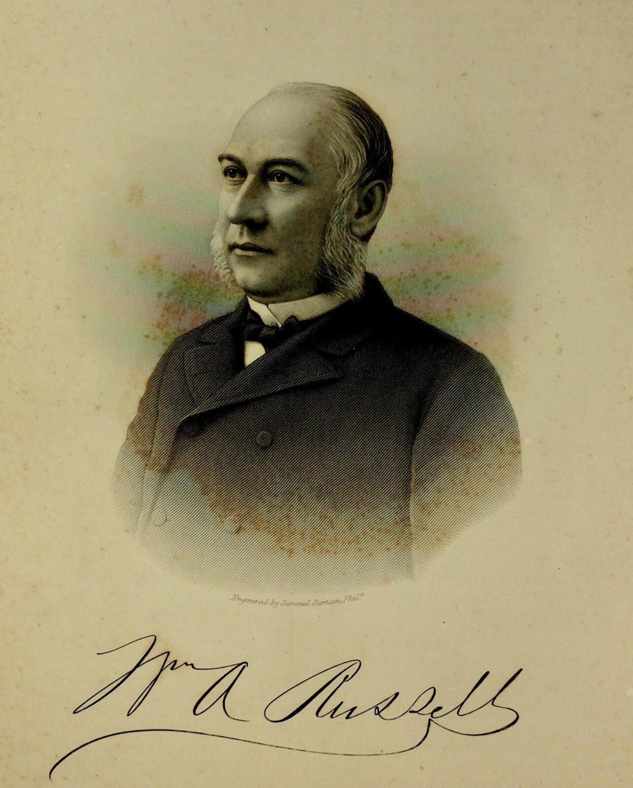 1888 Engraving WILLIAM A. RUSSELL Essex County Lawrence Ma. Genealogy History