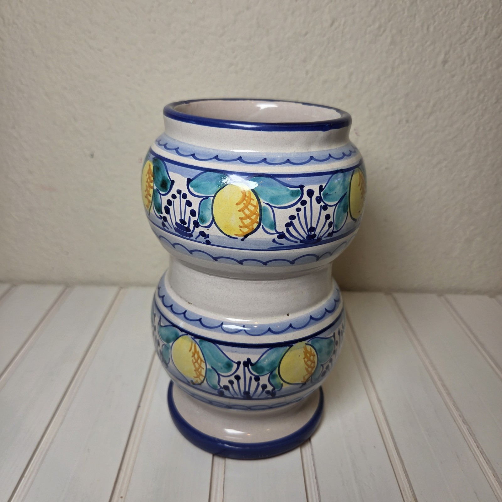 Mexican Talavera Style Lemon Vase 7.25\