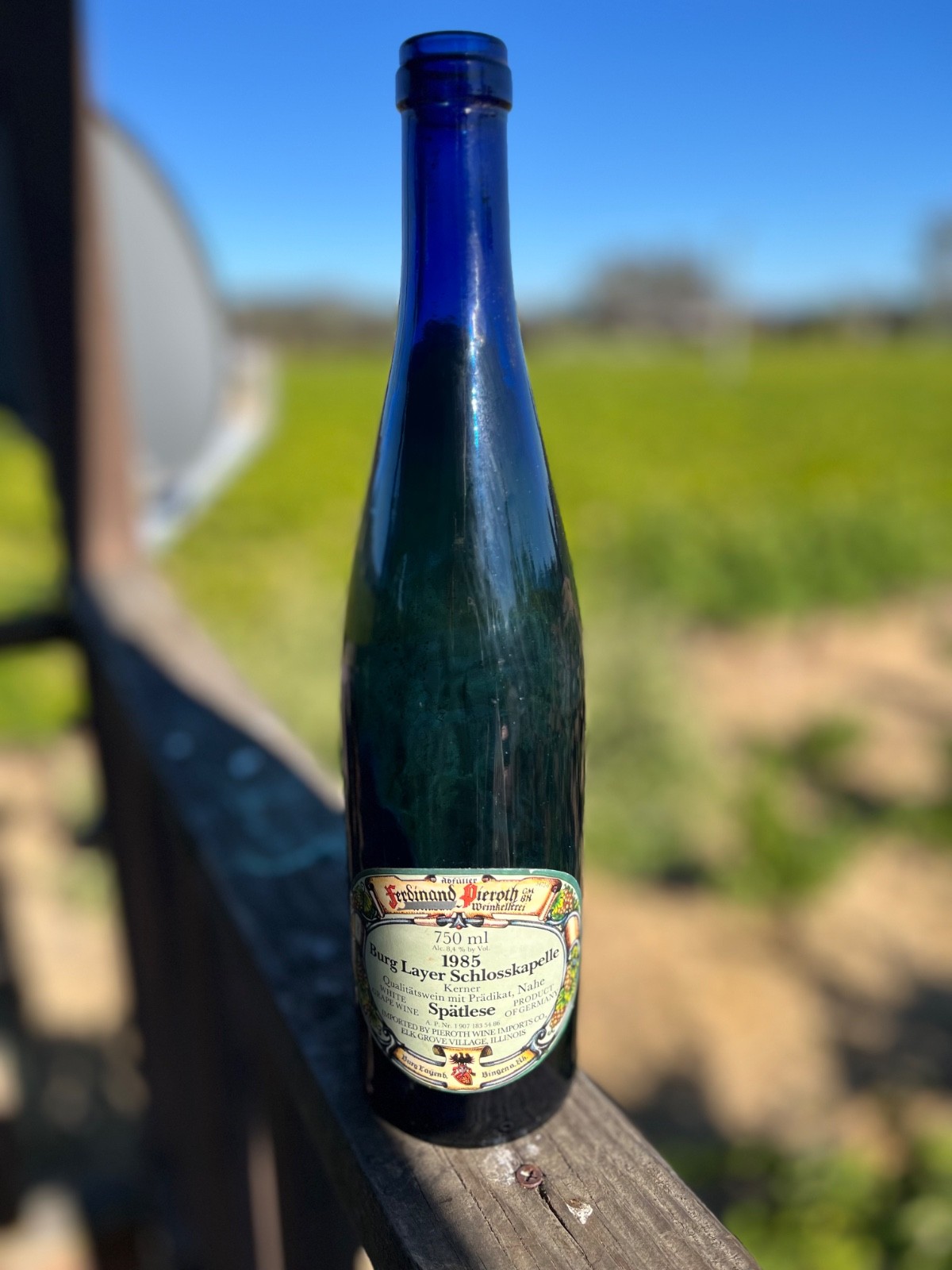 Vintage Burg Layer Schlosskapelle 1985 German Riesling Wine Bottle EMPTY