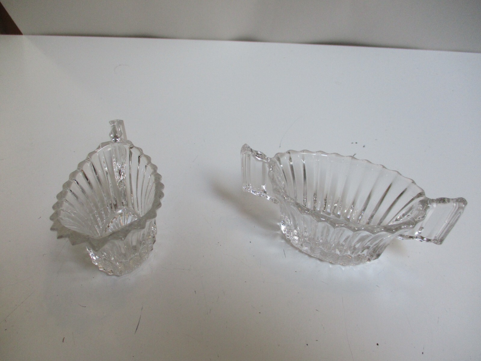 Vintage Heisey Ridgeleigh Glass Cream & Sugar Set Clear