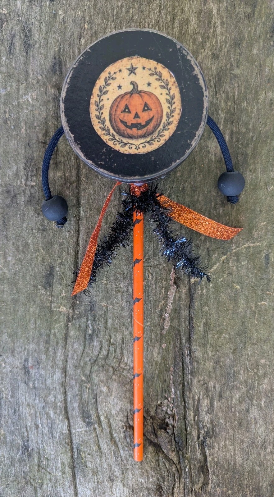 Handmade Vintage Style Halloween NOISEMAKER RATTLE Pumpkin Jack o Lantern Witch Handmade Vintage Style Halloween NOISEMAKER RATTLE Pumpkin Jack o Lantern Witch