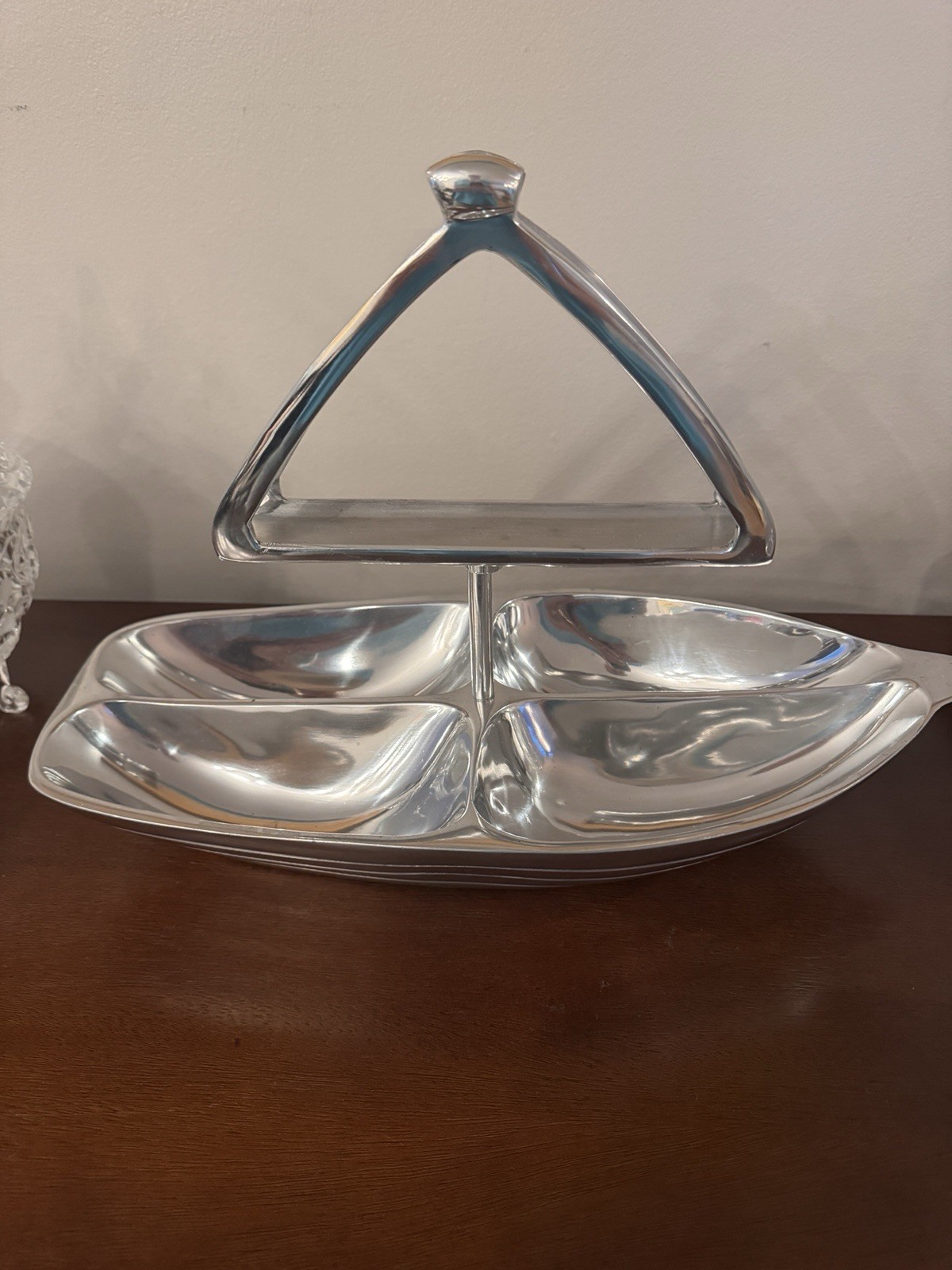 VTG Godinger Aluminum Napkin Condiment Dip Sailboat Shaped Serving Tray