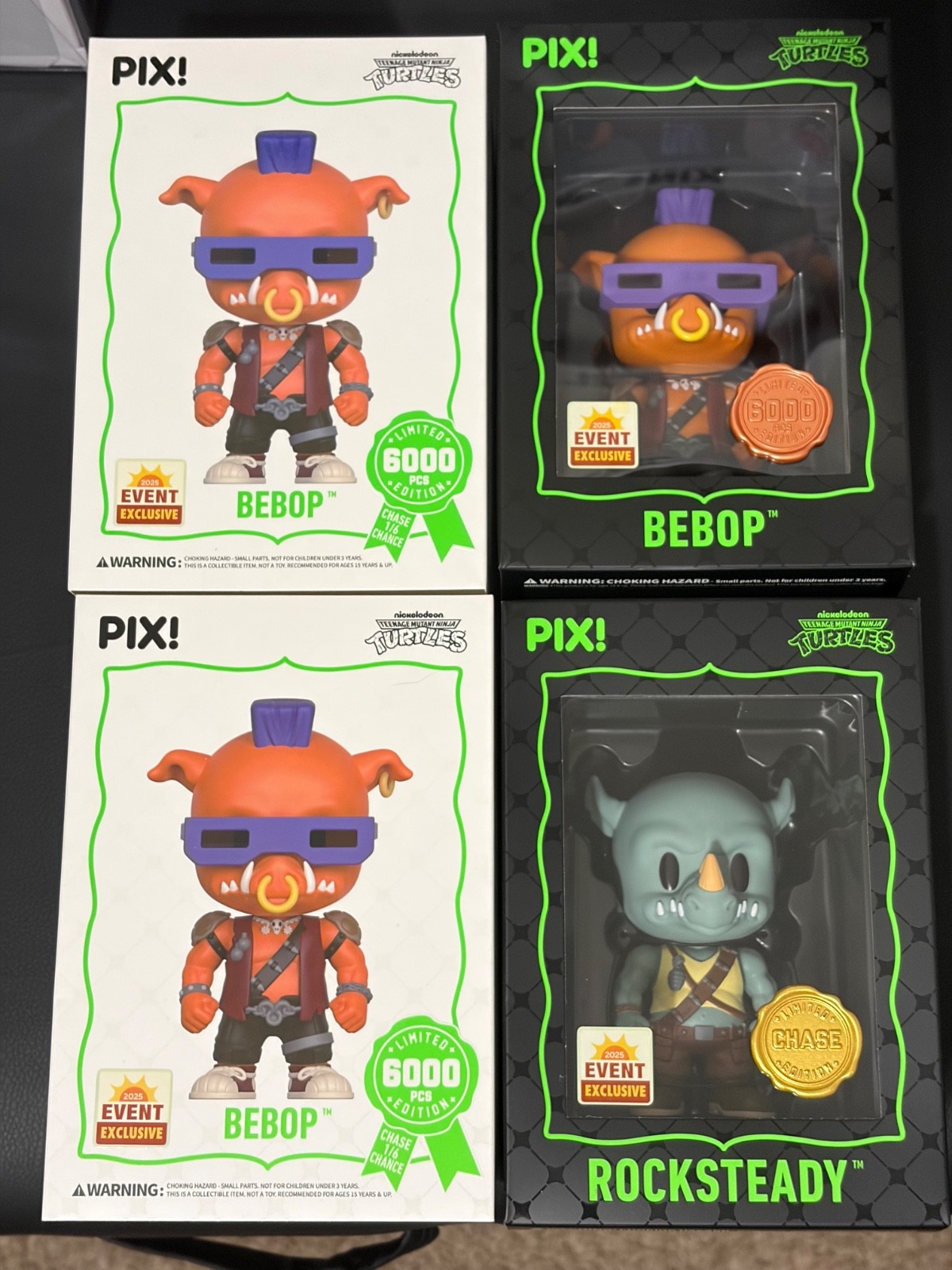 TMNT Bebop and Rocksteady Chase Thrilljoy PIX Vinyl Figure Lof 