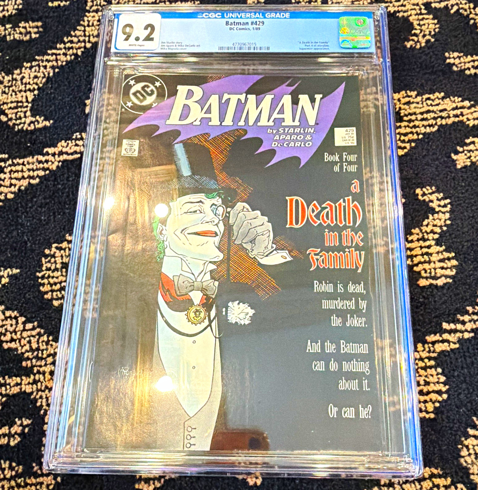 Batman #429 CGC 9.2 (1989) DC Comics A Death in the Family Jim Starlin Hot Batman #429 CGC 9.2 (1989) DC Comics A Death in the Family Jim Starlin Hot