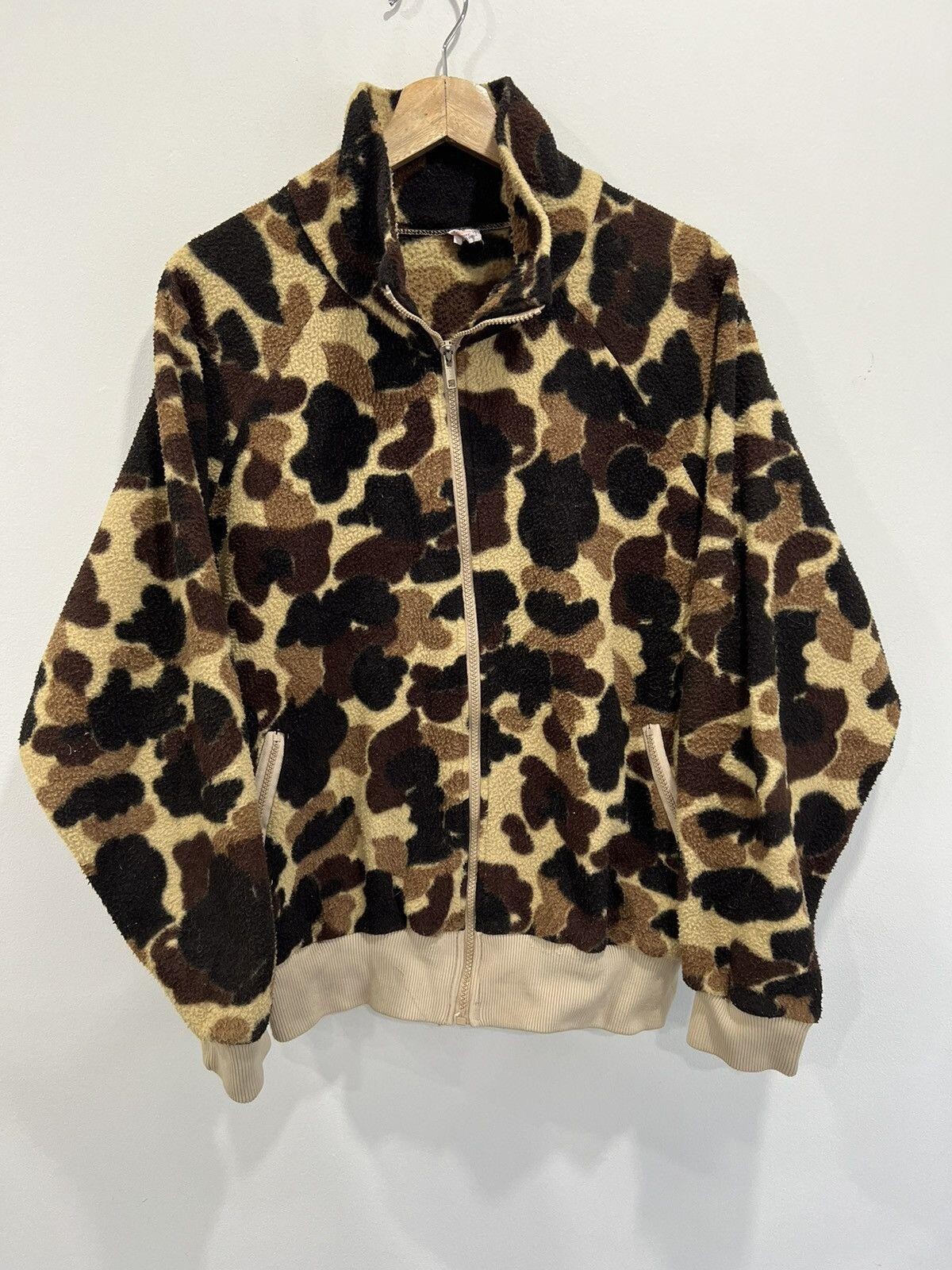 Vintage 80s Columbia Camo Fleece Sweater Zip Up