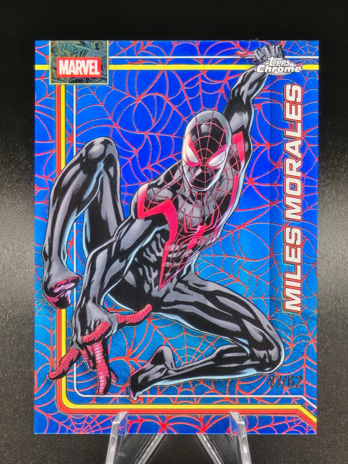 2026 Topps Chrome Marvel MILES MORALES Blue & Red Spider-Web Refractor /62 #78