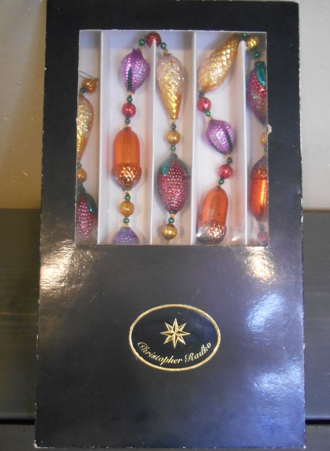 Christopher Radko NUTS & BERRIES GARLAND 1993, #93-064-0 new in box Czech 6\'