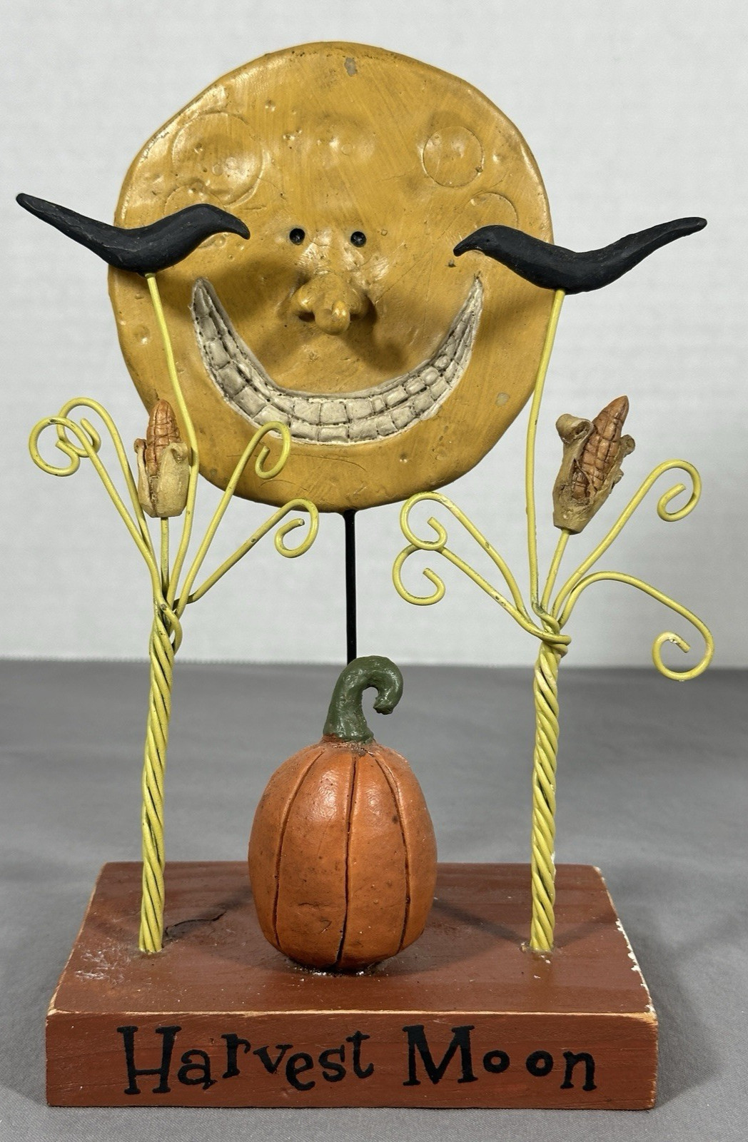 Ohio Wholesale Harvest Moon Halloween Figurine Pumpkin Crows Folk Art 8”
