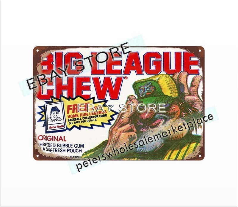 1986 Big League Chew Gum Babe Ruth metal tin sign  wall designs for living room