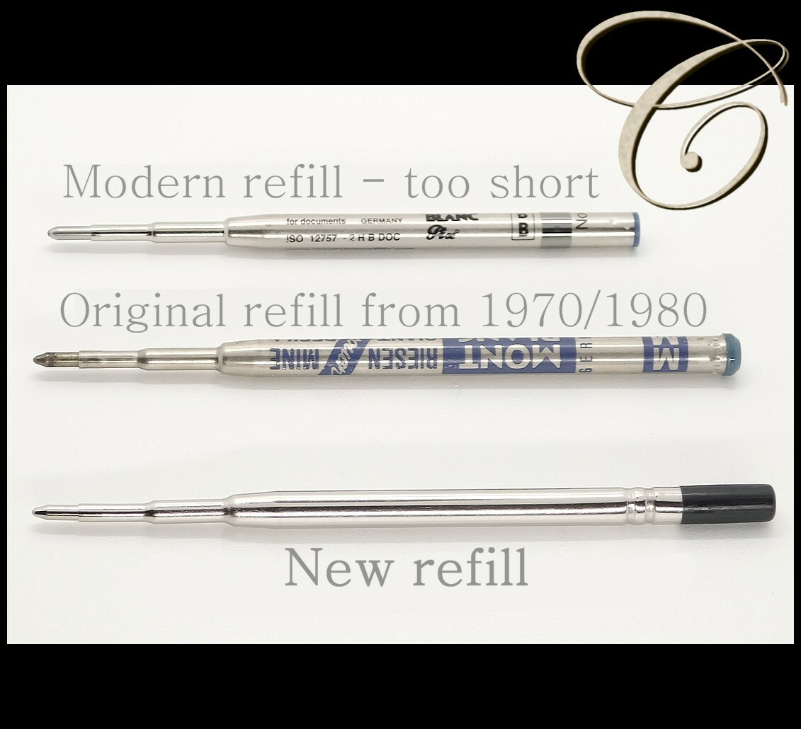 Long Giant Refill | Riesenmine for Vintage 1970/1980s Montblanc Pens | Black 