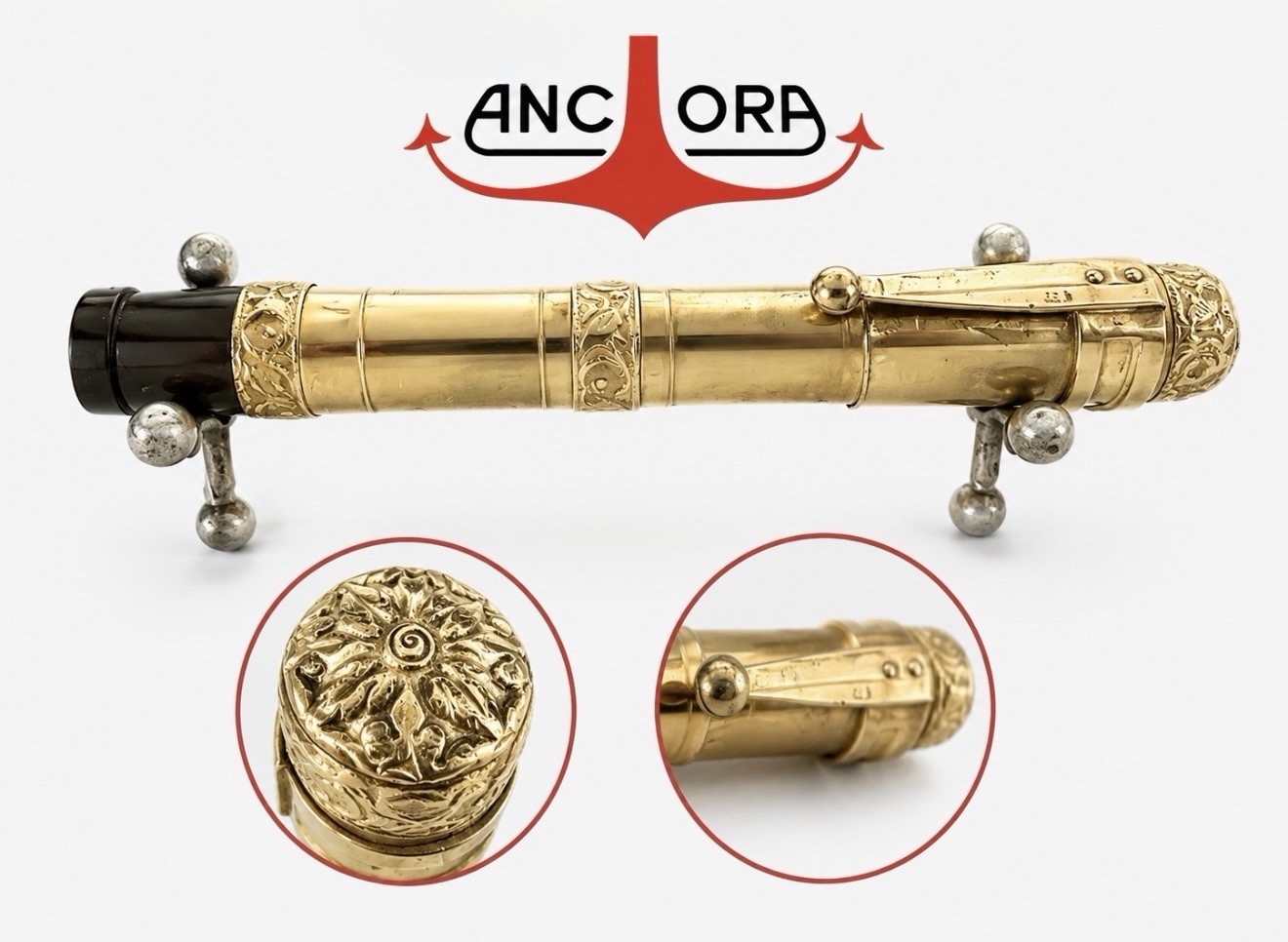 Vintage 1920 Retractable Fountain Pen, Gold Plated, Writes, ANCORA