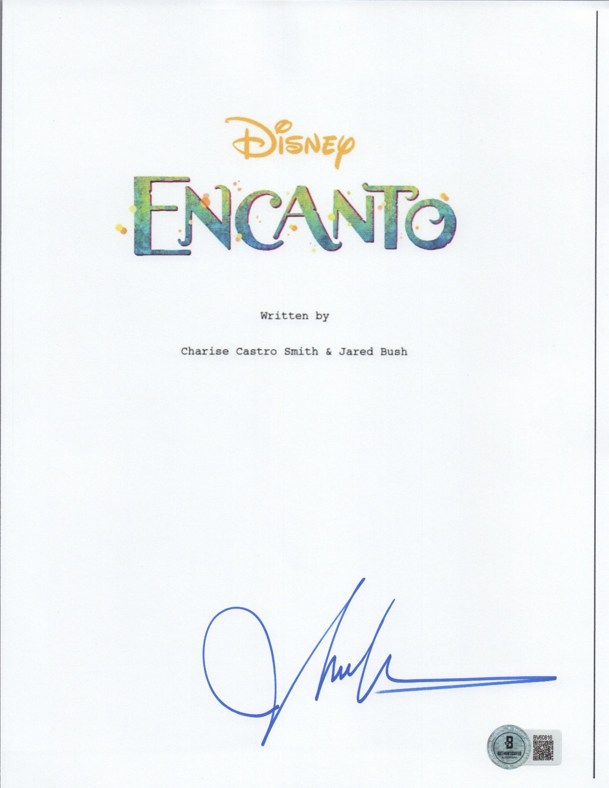 JOHN LEGUIZAMO SIGNED AUTOGRAPH ENCANTO FULL SCRIPT BECKETT BAS