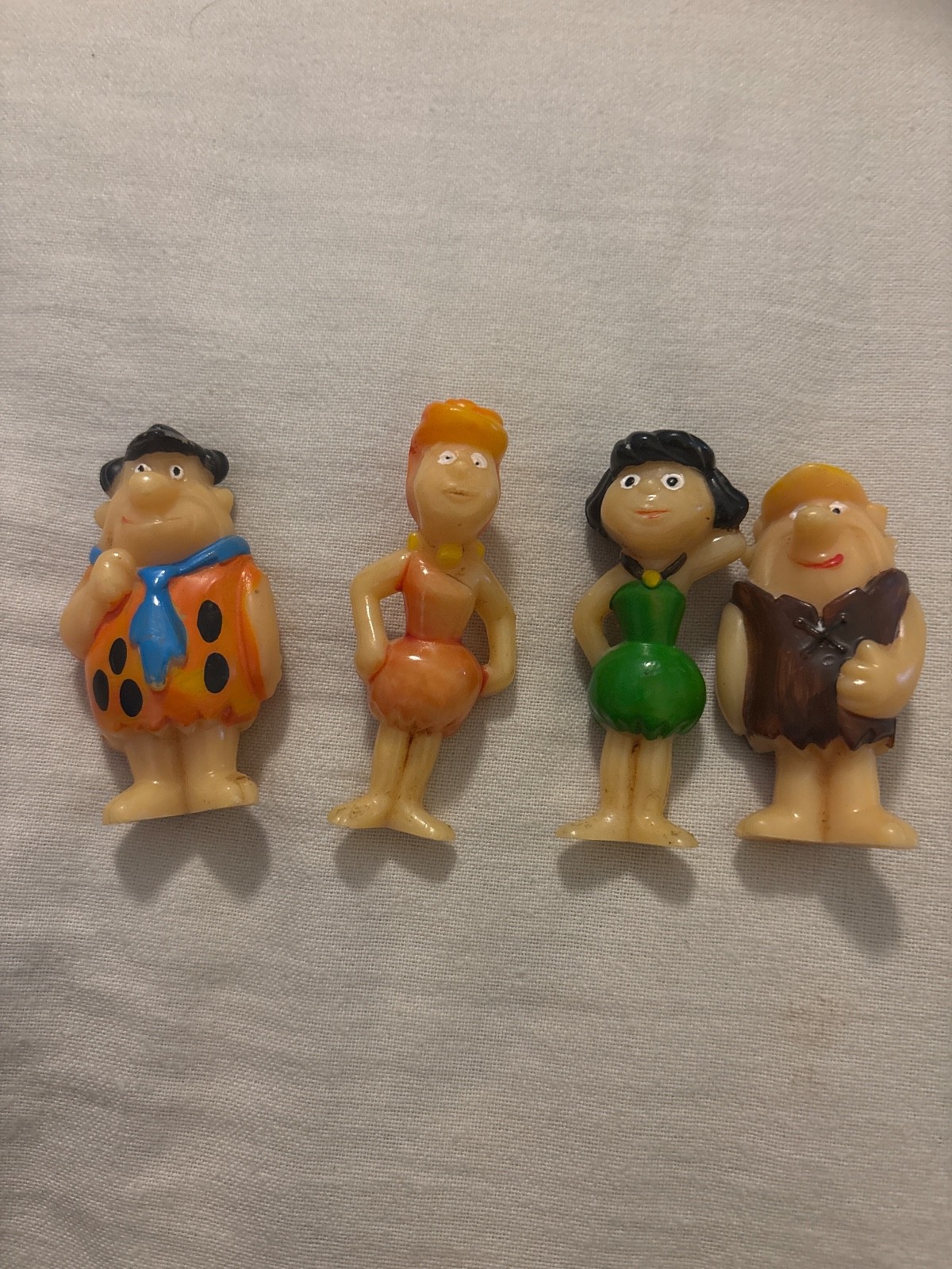 Vintage 1970s Flintstones Figurine Set Hanna-Barbera Wilma & Fred Flintstone