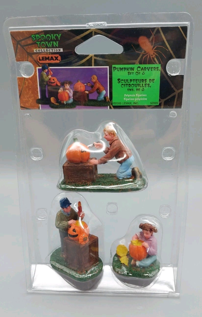 Rare Retired Lemax Pumpkin Carvers Set Of 3 2005 #52009 Brand New