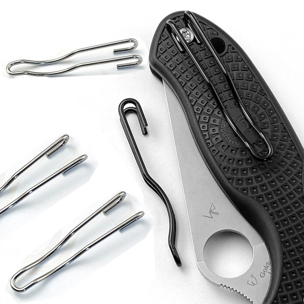1/2/4PCS Replacement Black Silver Deep Carry Wire Pocket Clip For Spyderco NEWW