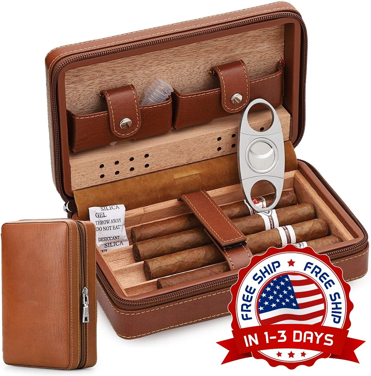 Estuche de cuero para puros portátil para viajes, de cuero, suave y cómodo NUEVO Estuche de cuero para puros portátil para viajes, de cuero, suave y cómodo NUEVO
