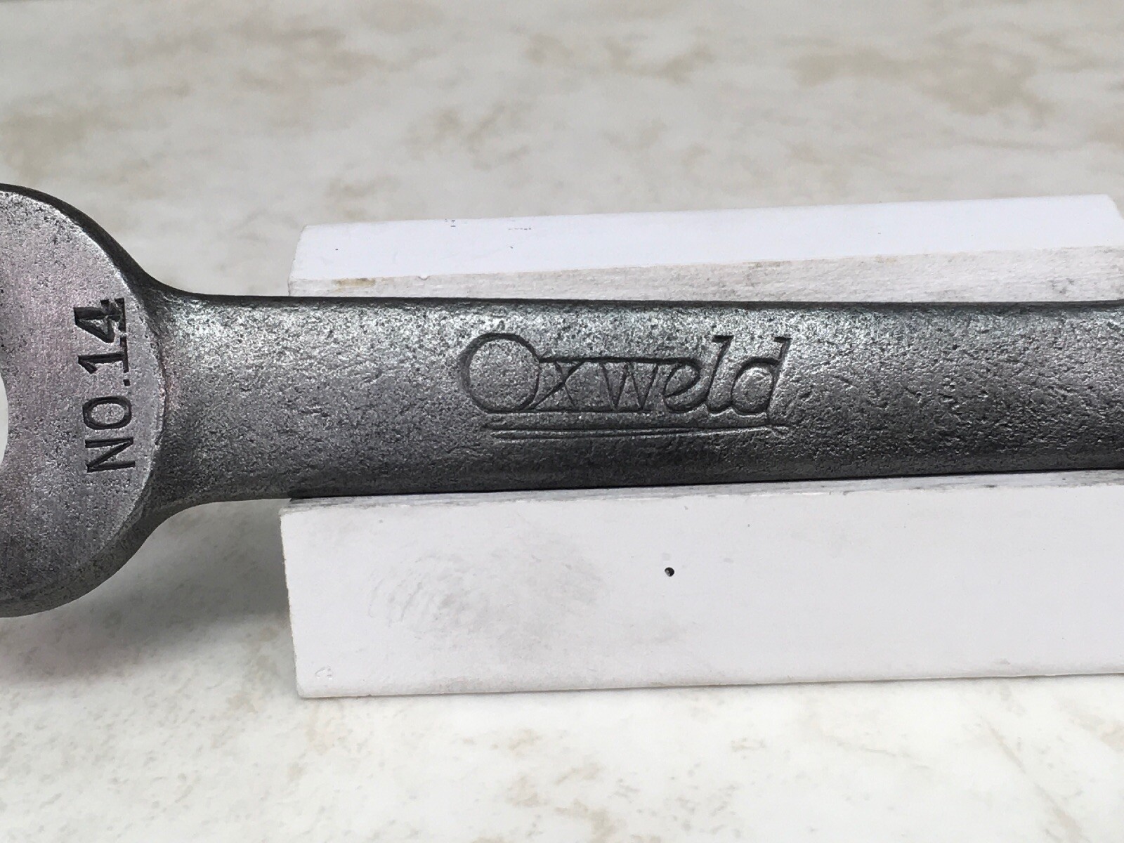 Oxweld No. 14 Open End Wrench - Plain Steel Finish.
