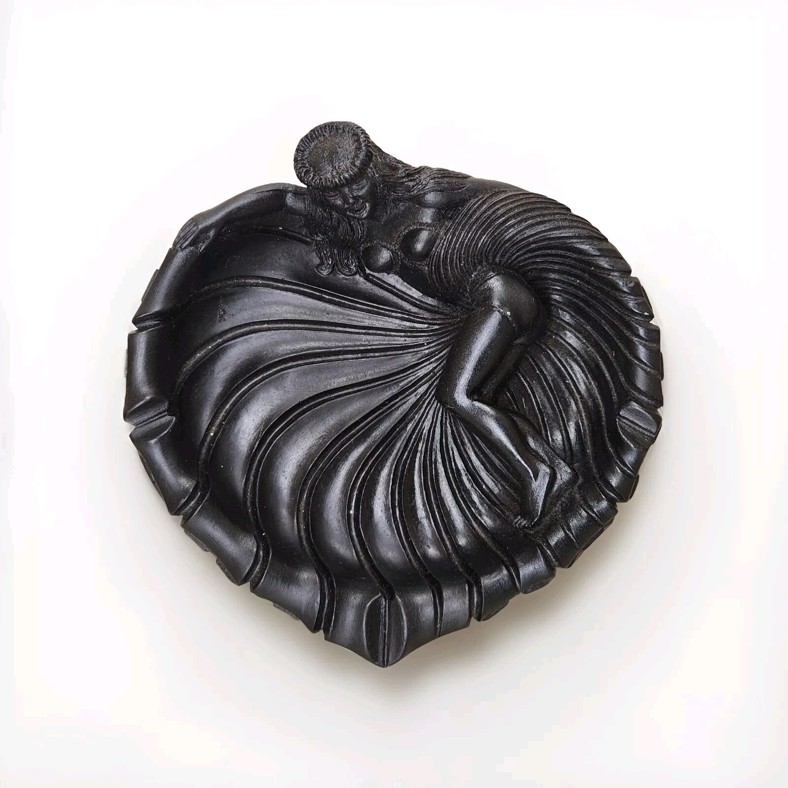 Vintage HIP Original Hula Girl Hawaii Ashtray Handmade - Carved