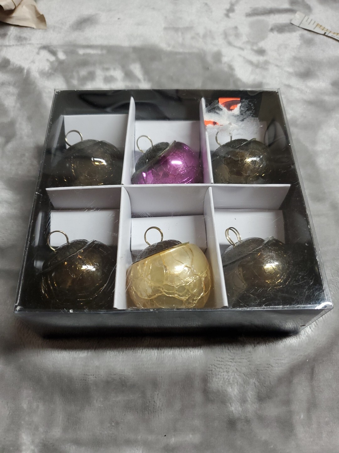 Kugel Style Vtg Crackled Glass Ornaments 1.5