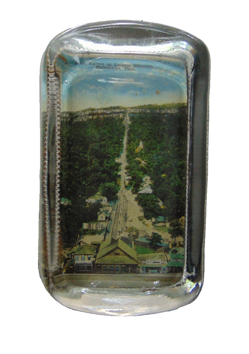 Lookout Mountain Chattanooga TN Antique Glass Paperweight Incline Railway Vtg