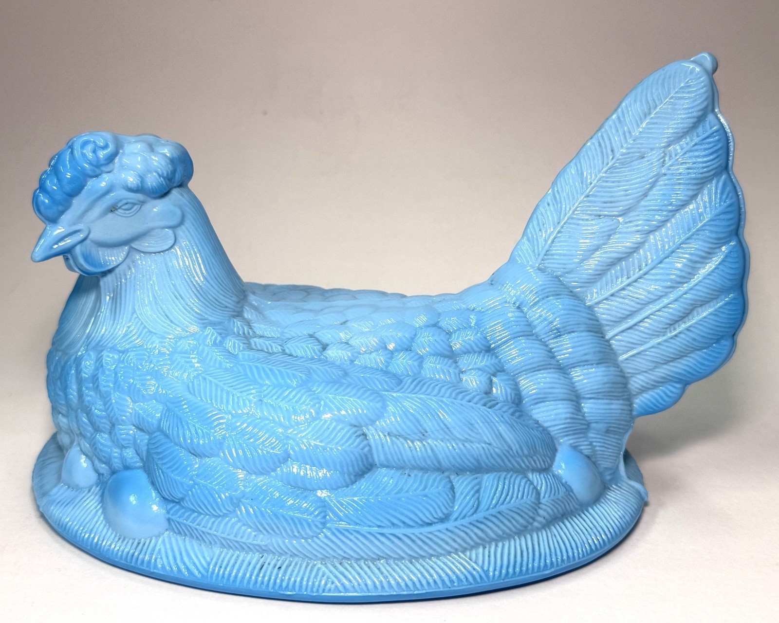 Vintage Westmoreland Blue Milk Glass Hen on Nest Topper Top ONLY