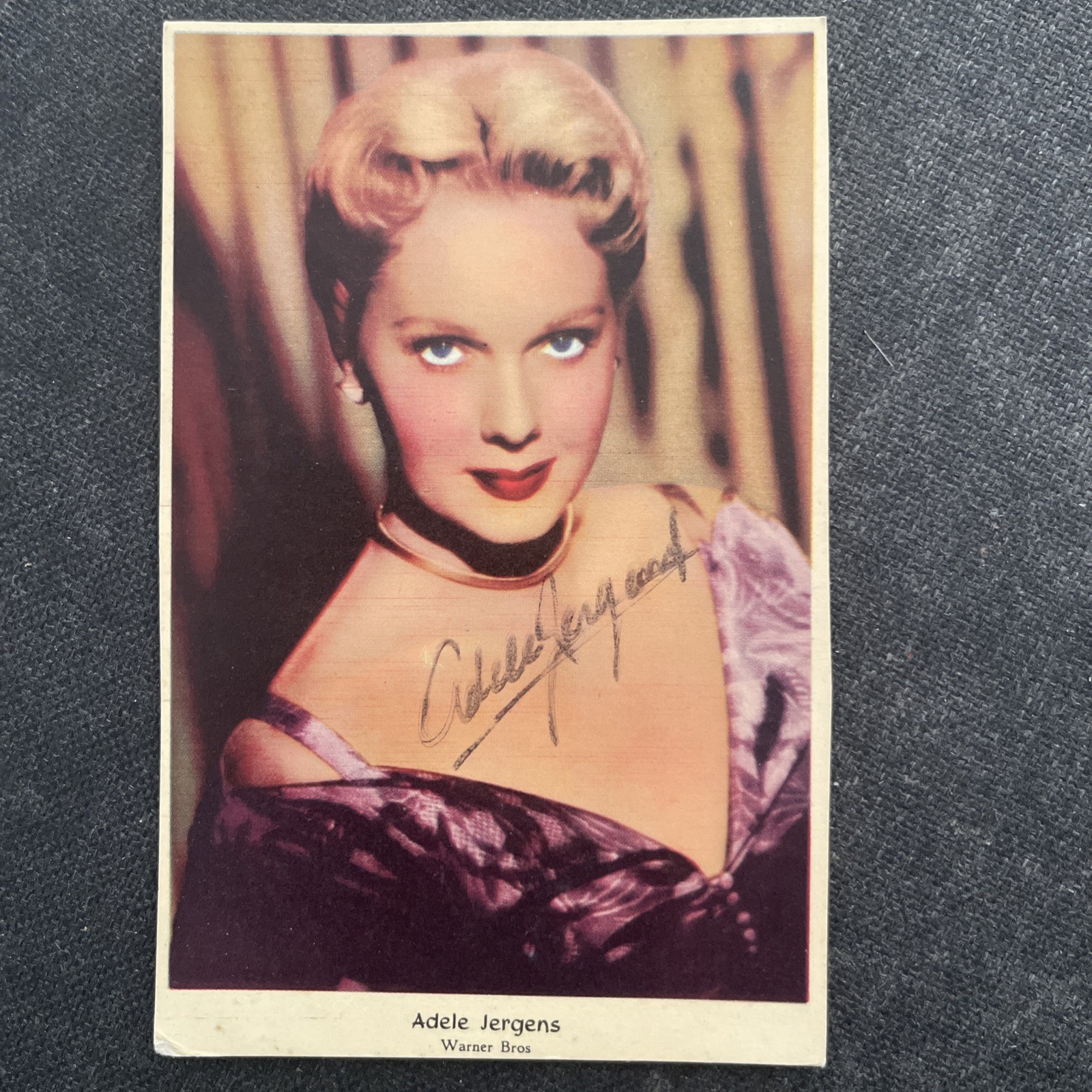 Vintage Adele Jergens Cinema Postcard Autograph Signature Dedication